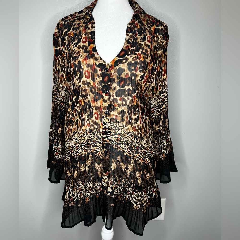 Dressbarn Animal Print Pleated Blouse - 1X